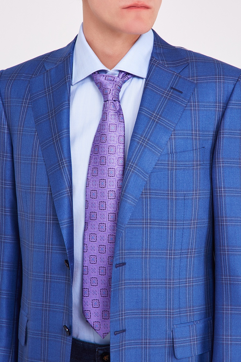 фото Синий галстук с орнаментальным узором Canali
