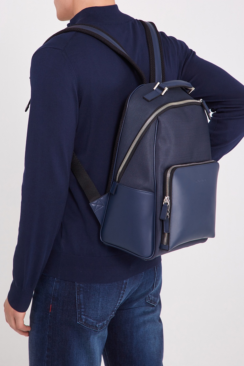 фото Комбинированный синий рюкзак Canali