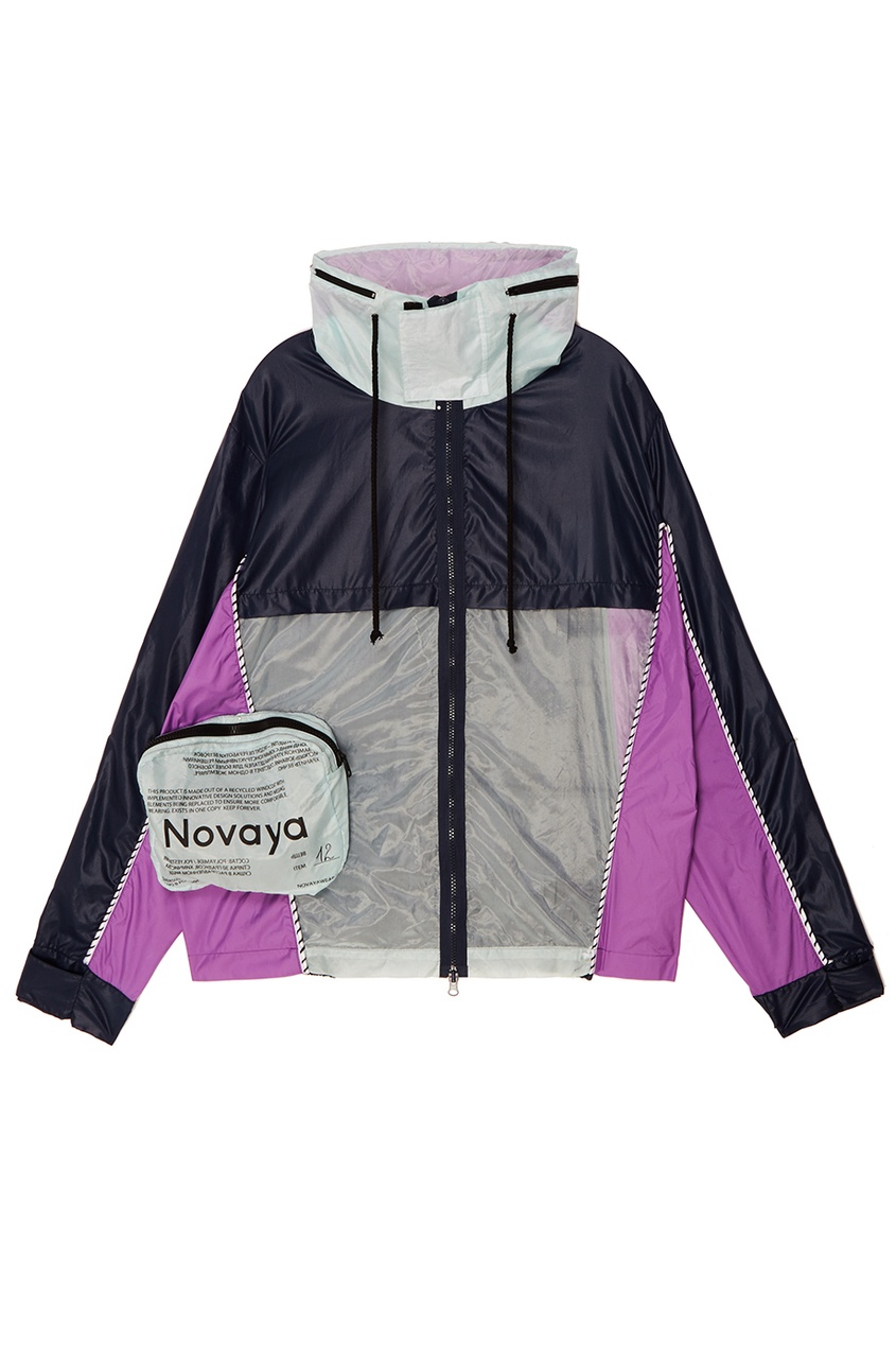 фото Трехцветная ветровка с объемным карманом novaya