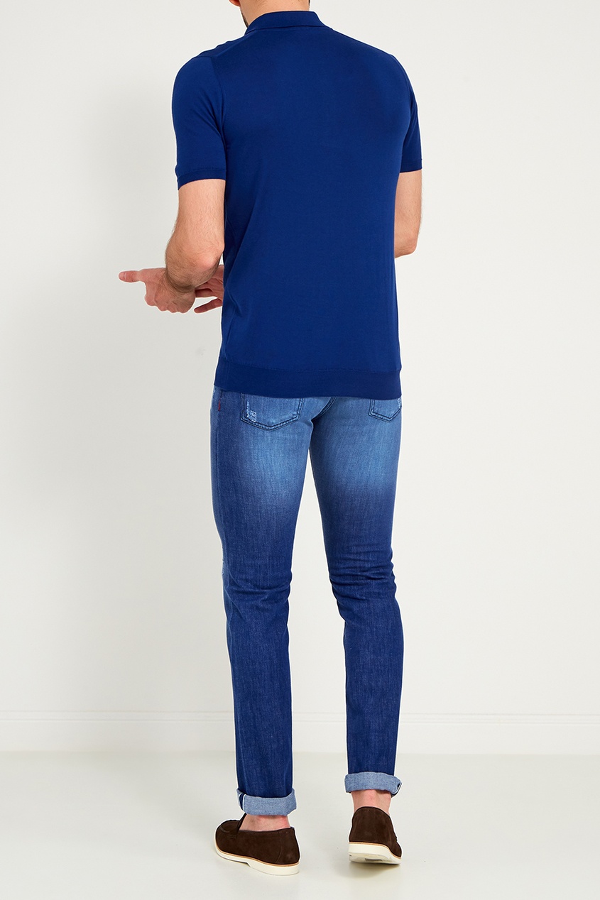 фото Синие джинсы с цветными пуговицами Kiton