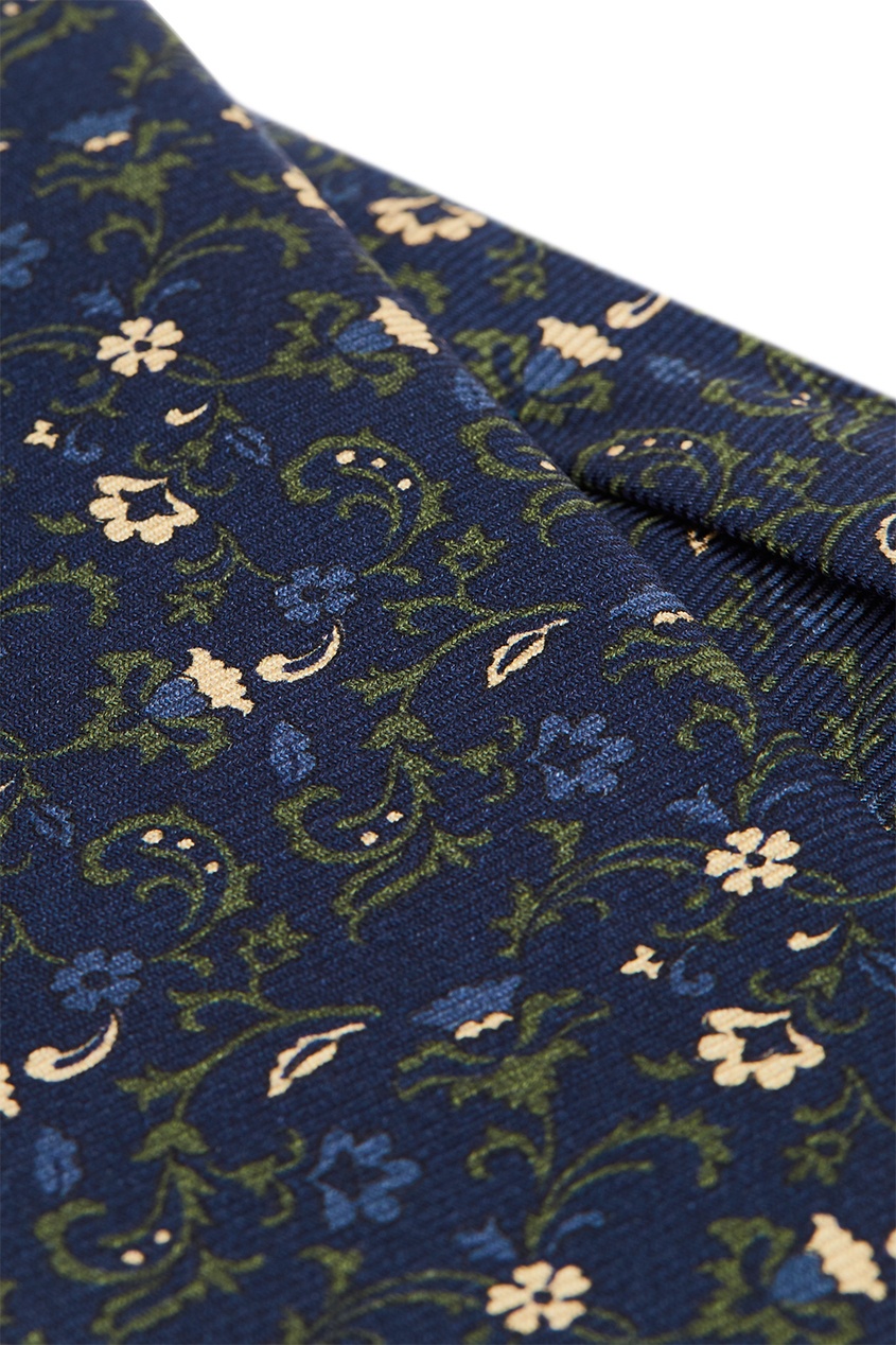 фото Синий галстук с цветочным узором Kiton