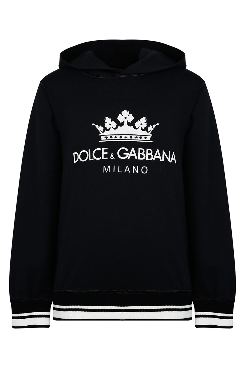 фото Черное худи с контрастным логотипом dolce&gabbana