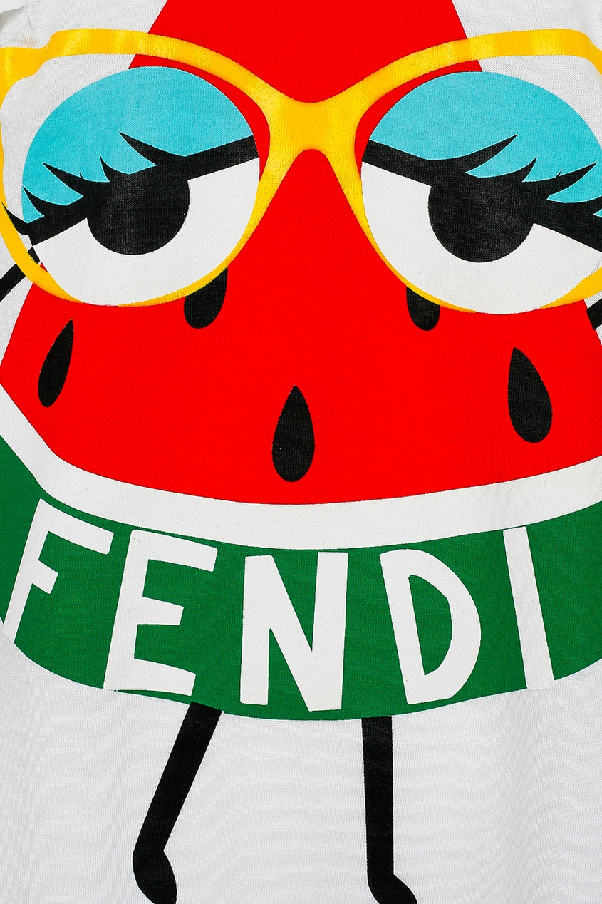 фото Белое платье с принтом fendi