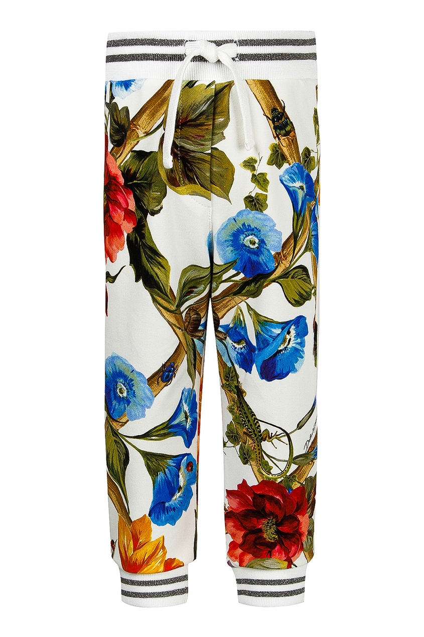 фото Трикотажные брюки с цветочным принтом dolce&gabbana