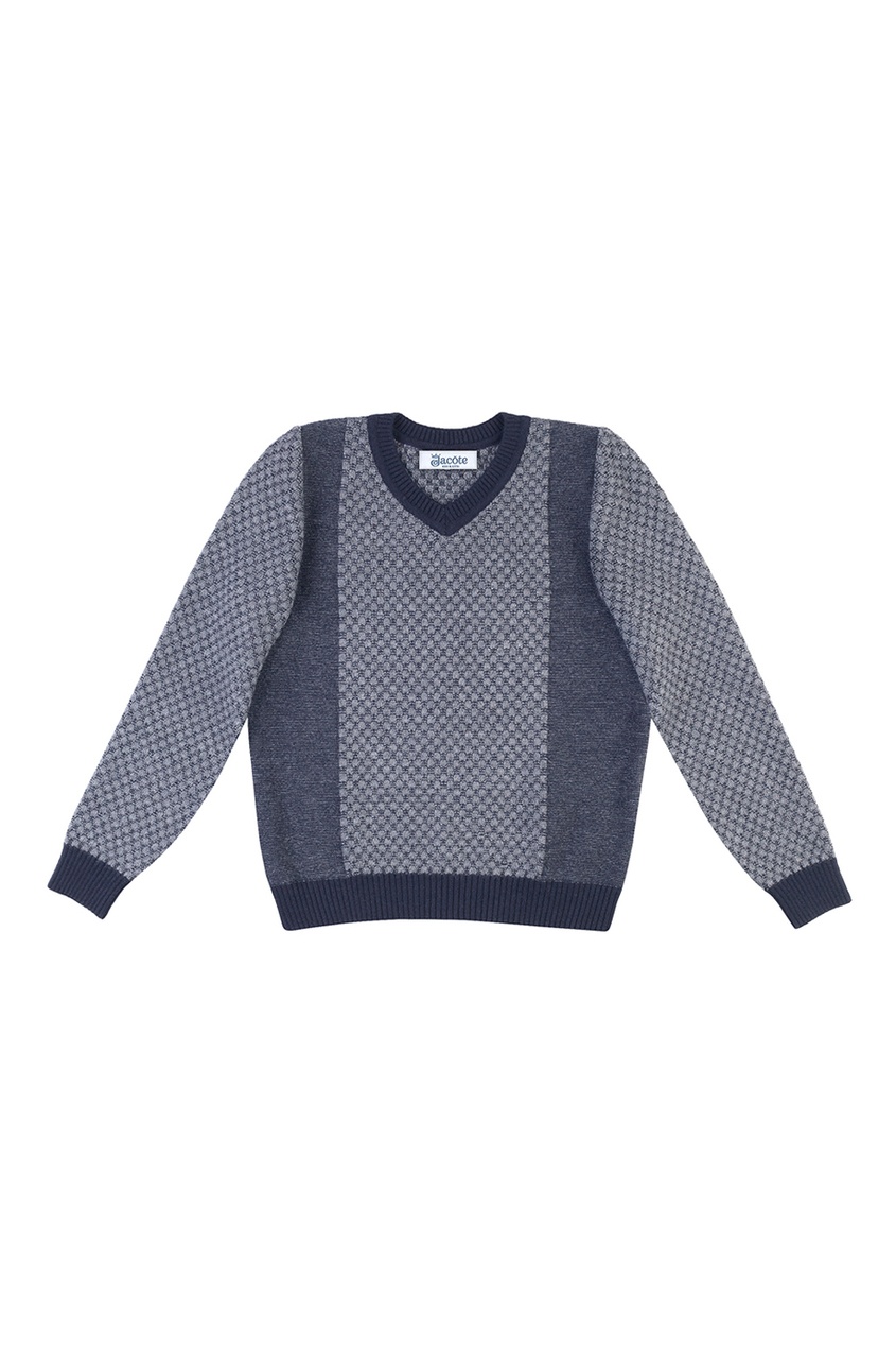 фото Синий пуловер с текстурированной отделкой jacote
