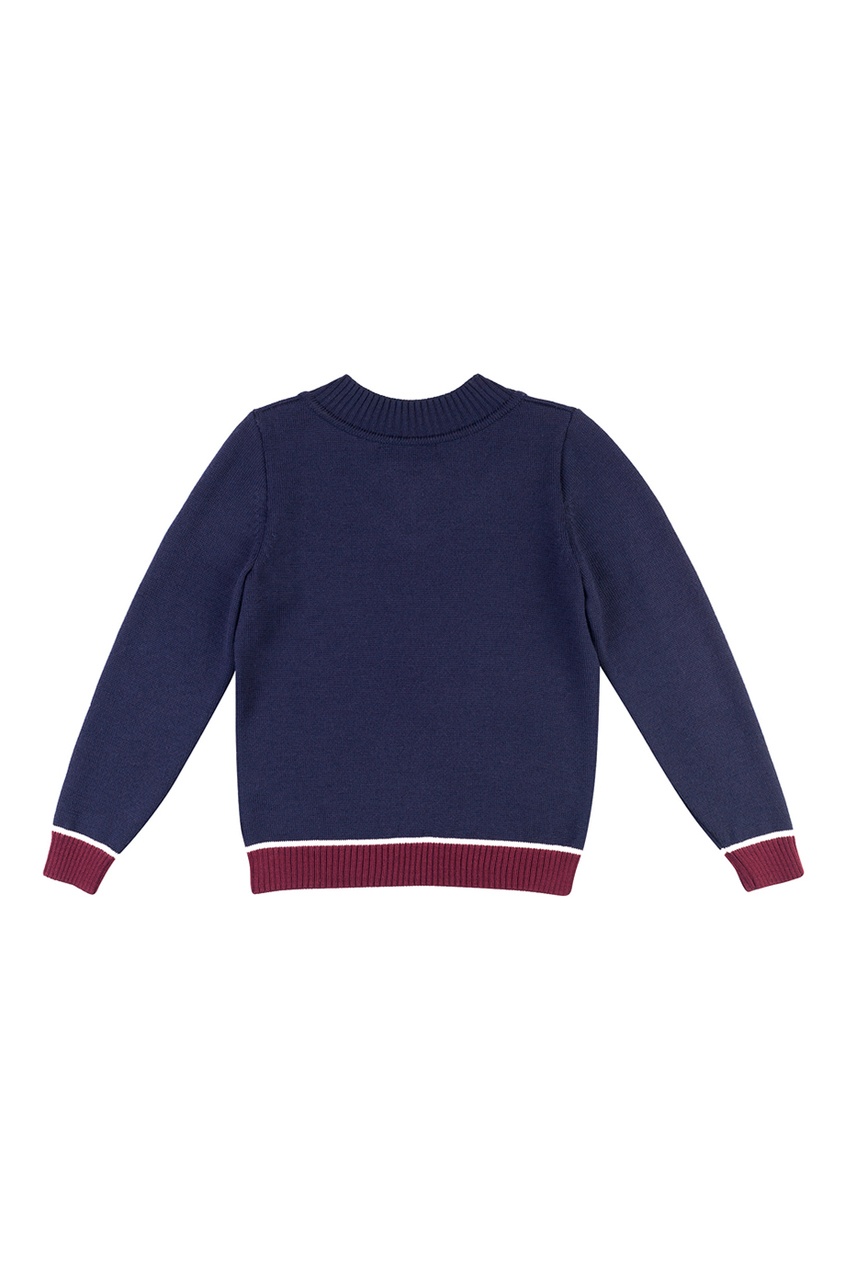 фото Синий пуловер с контрастными окантовками jacote