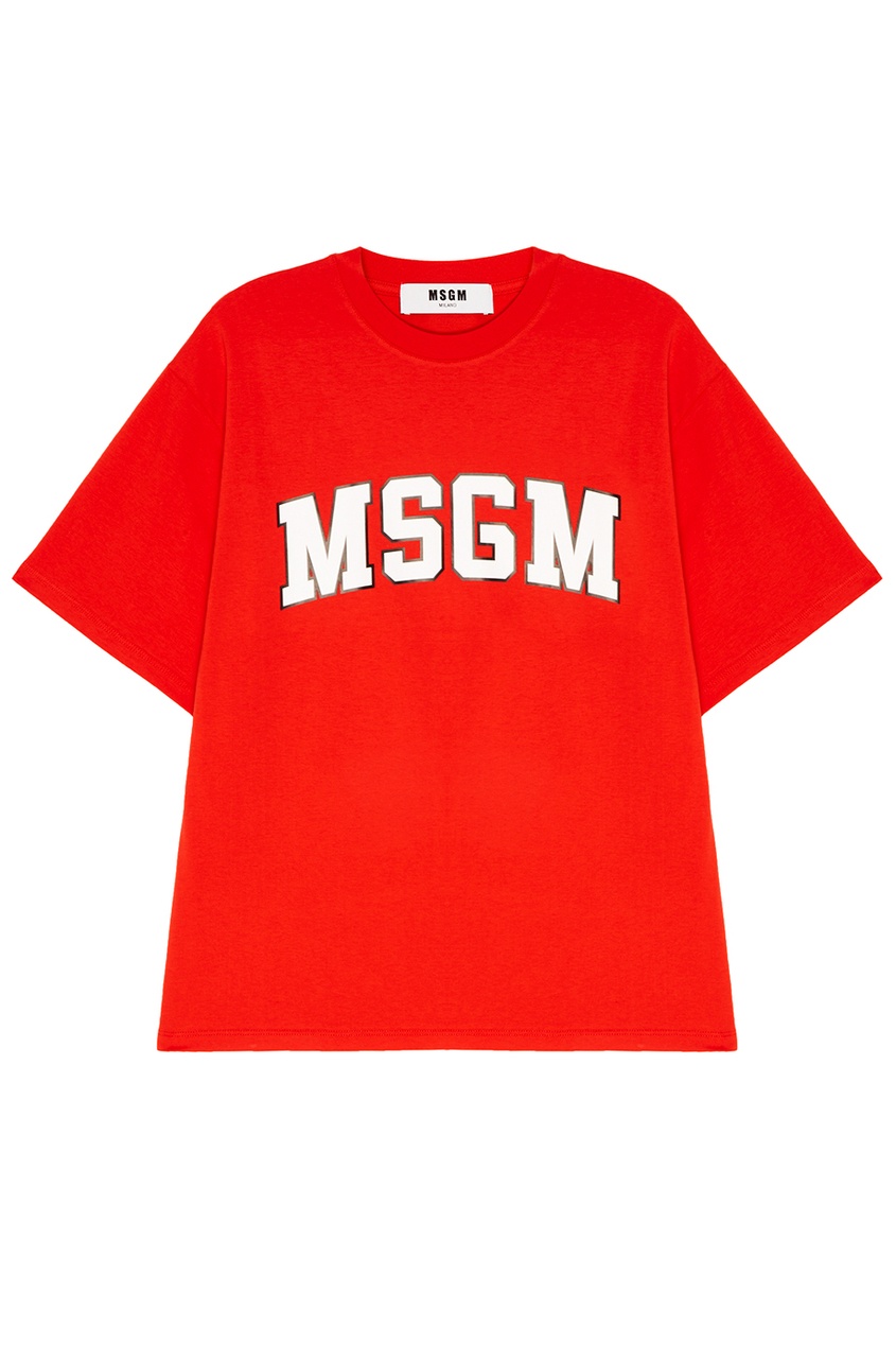 фото Красная футболка с логотипом msgm