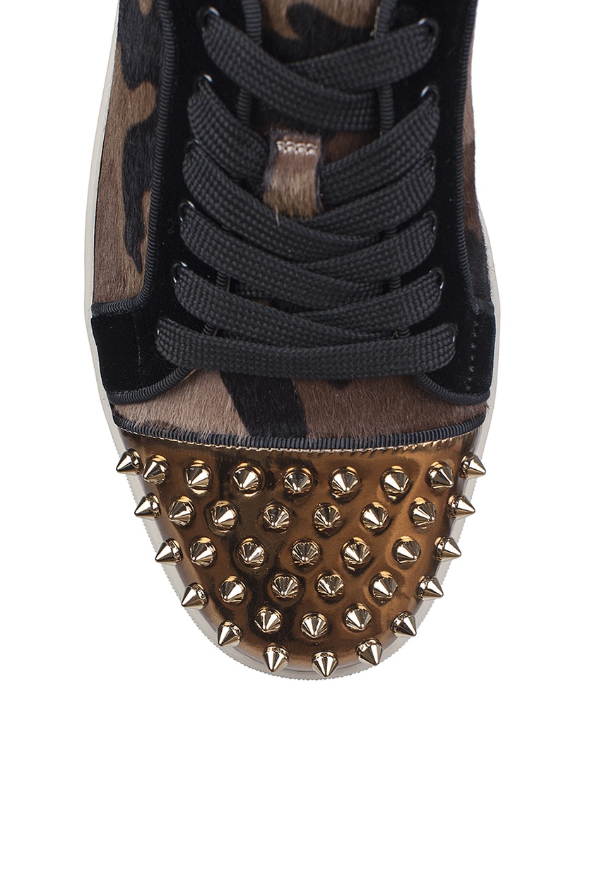 фото Кожаные кеды Louis Junior Spikes Flat Specc/Pony Christian louboutin