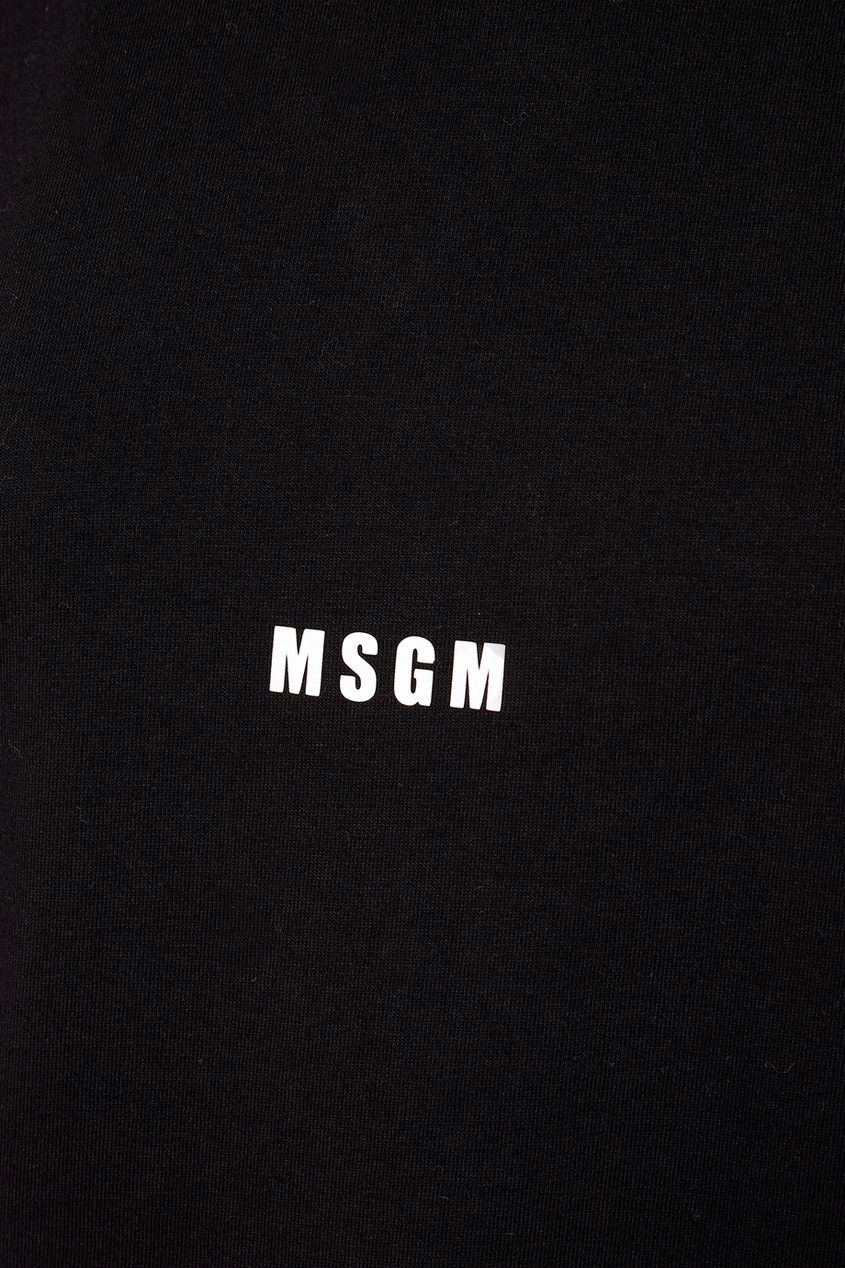 фото Черная футболка с контрастным логотипом msgm