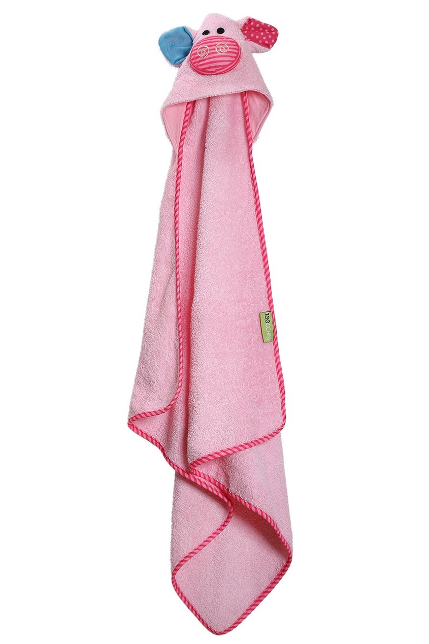 фото Розовое детское полотенце с капюшоном zoocchini