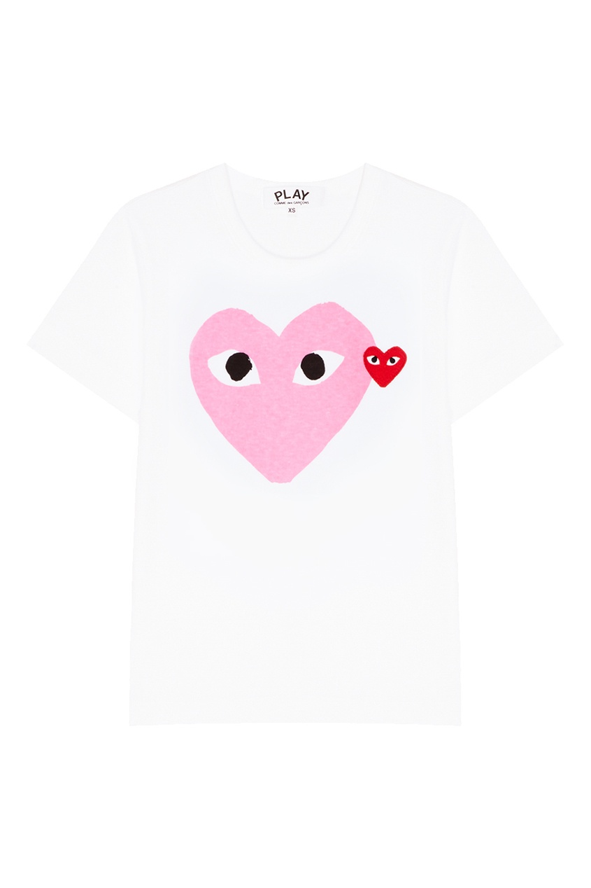 фото Белая футболка с розовым сердцем comme des garçons play