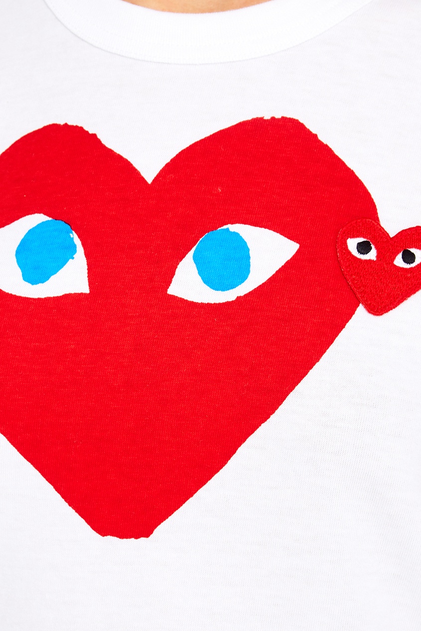 фото Белая футболка с красными сердцами comme des garçons play