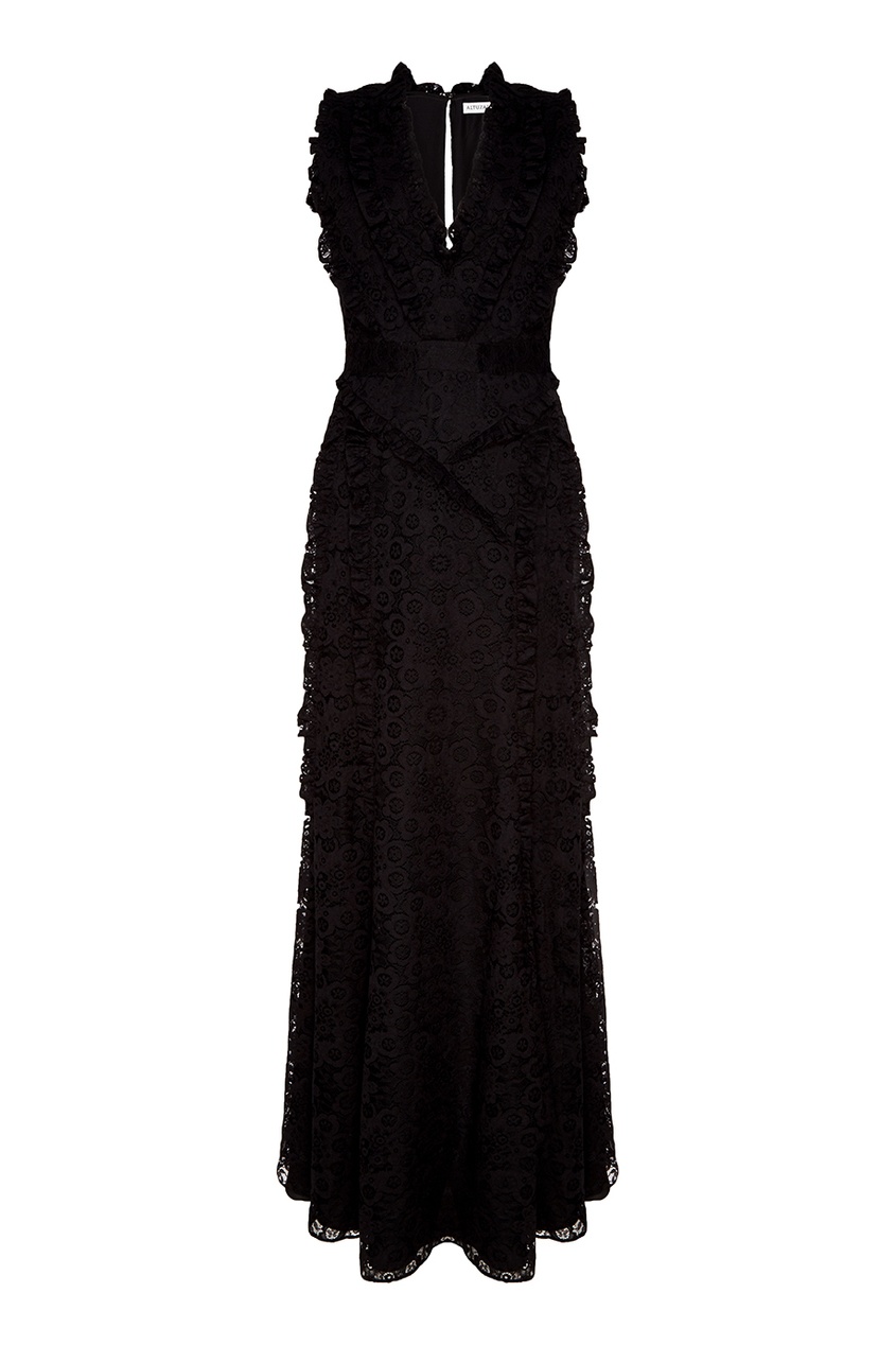 фото Черное платье-макси из кружева altuzarra