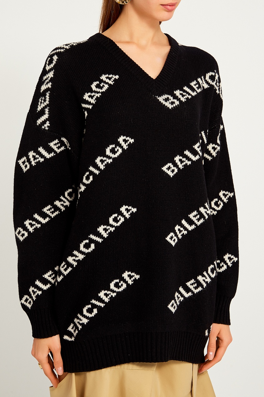 фото Шерстяной пуловер с логотипами balenciaga