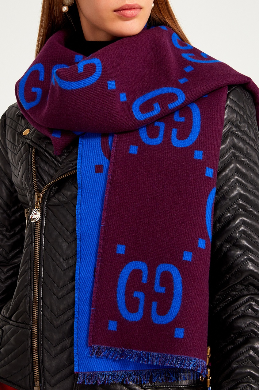 фото Двухсторонний шарф с логотипами Gucci