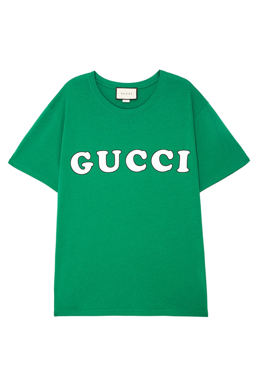 Зеленая футболка с логотипом от Gucci Man