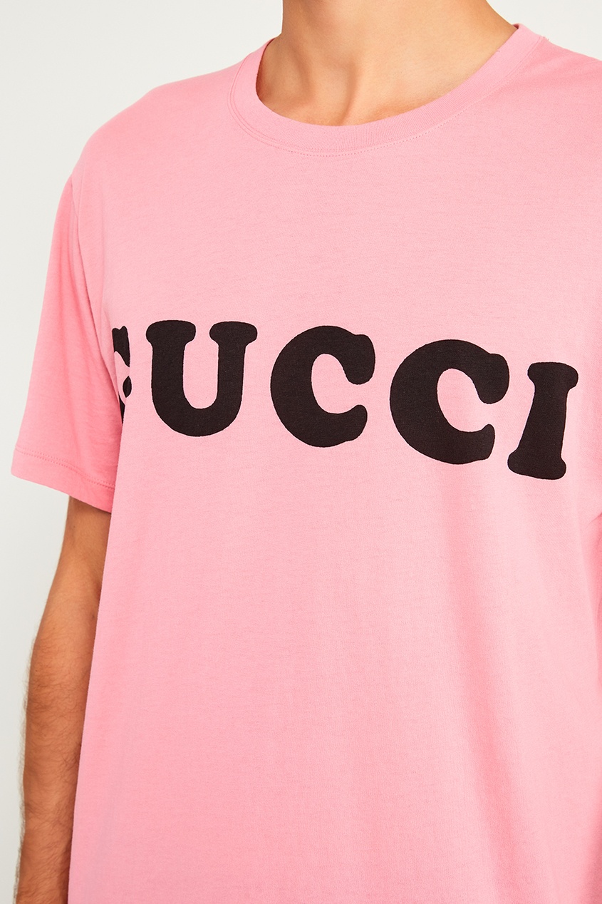 фото Розовая футболка с логотипом Gucci man