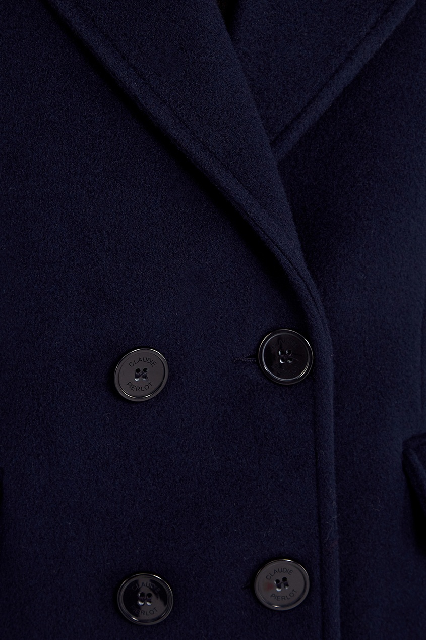 фото Черное пальто с двубортной застежкой claudie pierlot