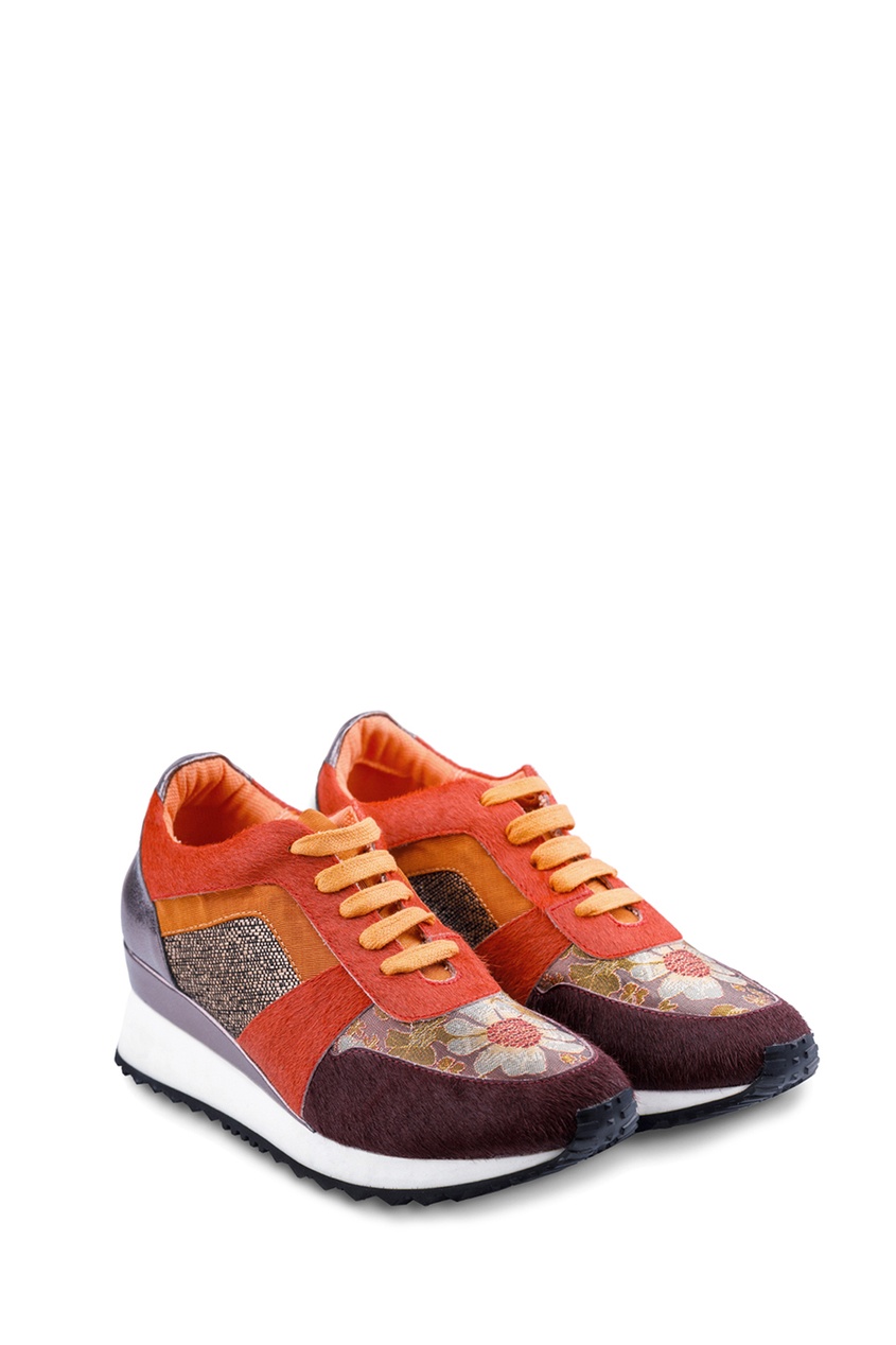 

Кожаные кроссовки с шелком, Multicolor
