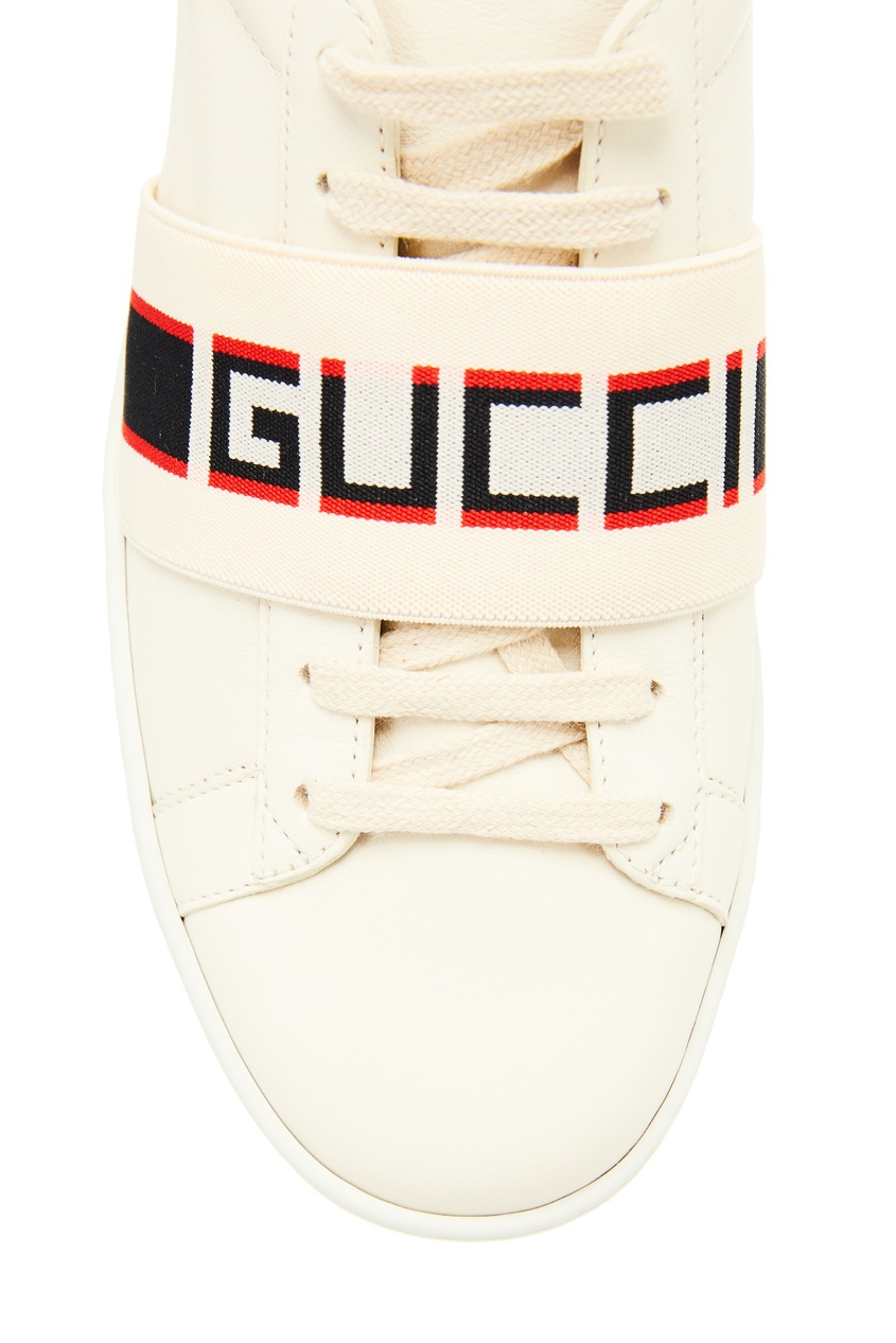 фото Белые кеды ace с логотипом gucci