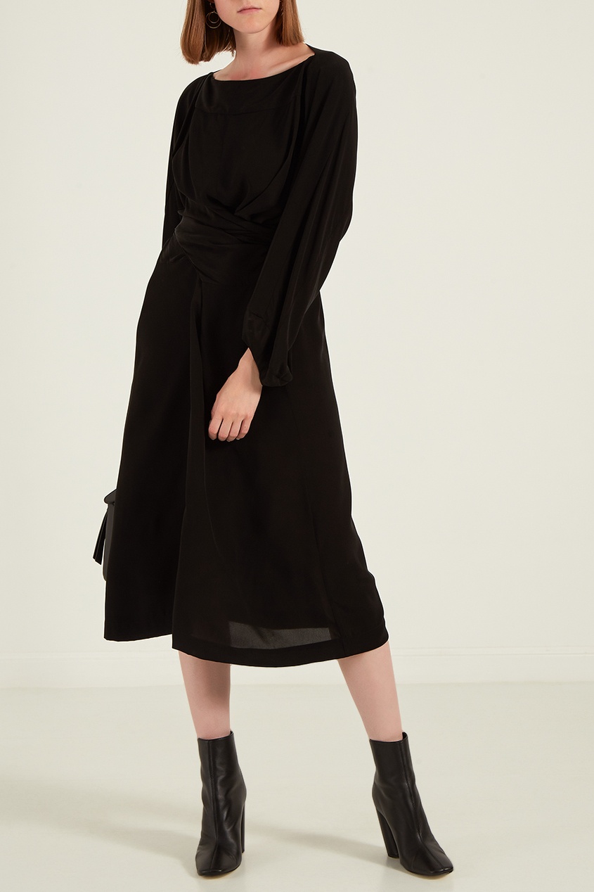 фото Черное платье с поясом lisa isabel marant etoile
