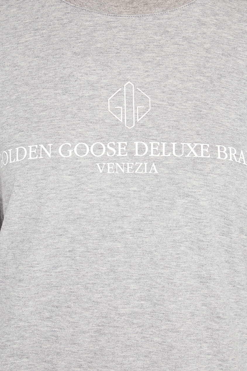 фото Серая футболка с логотипом golden goose deluxe brand
