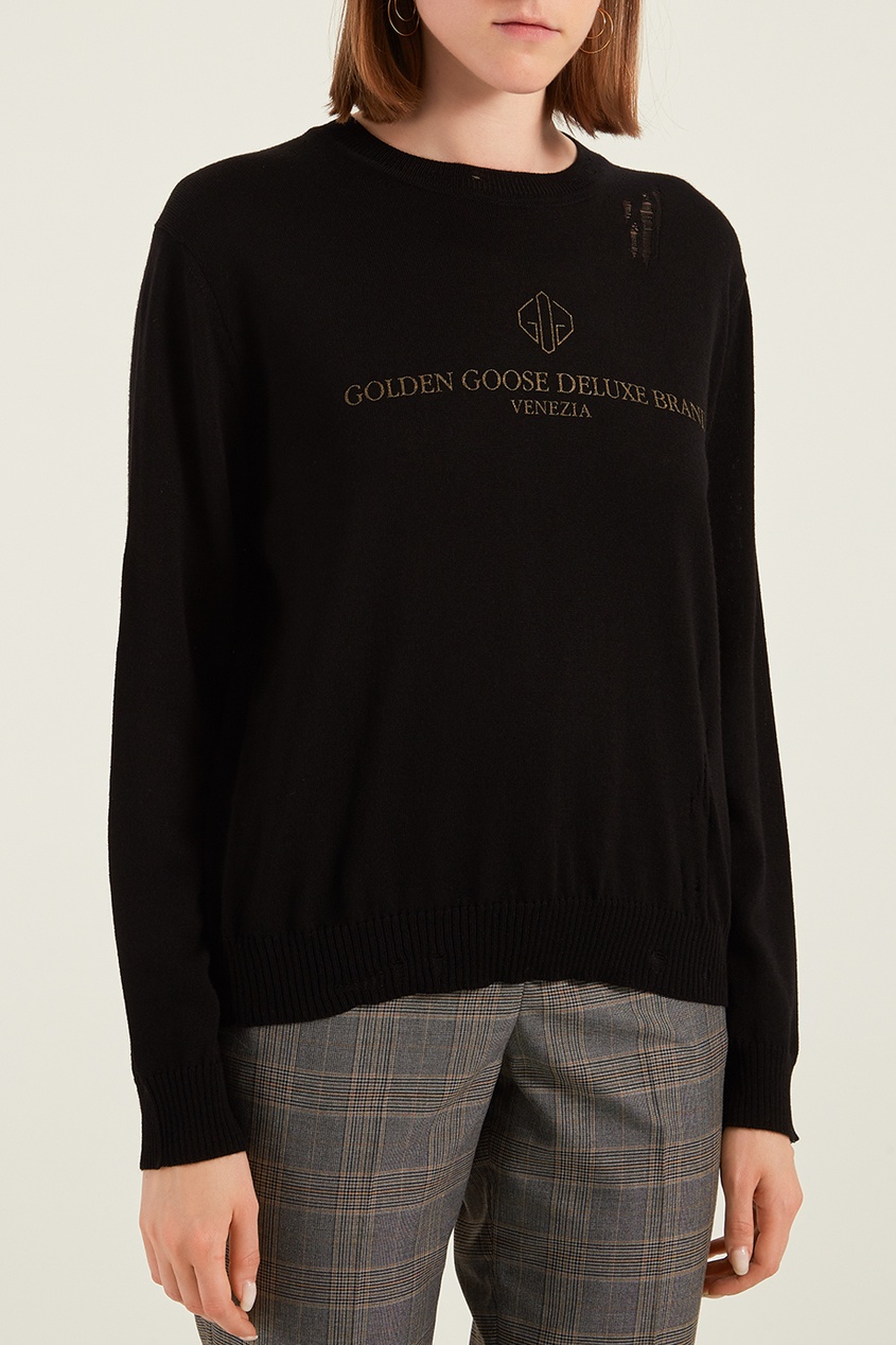 фото Черный джемпер из шерсти golden goose deluxe brand