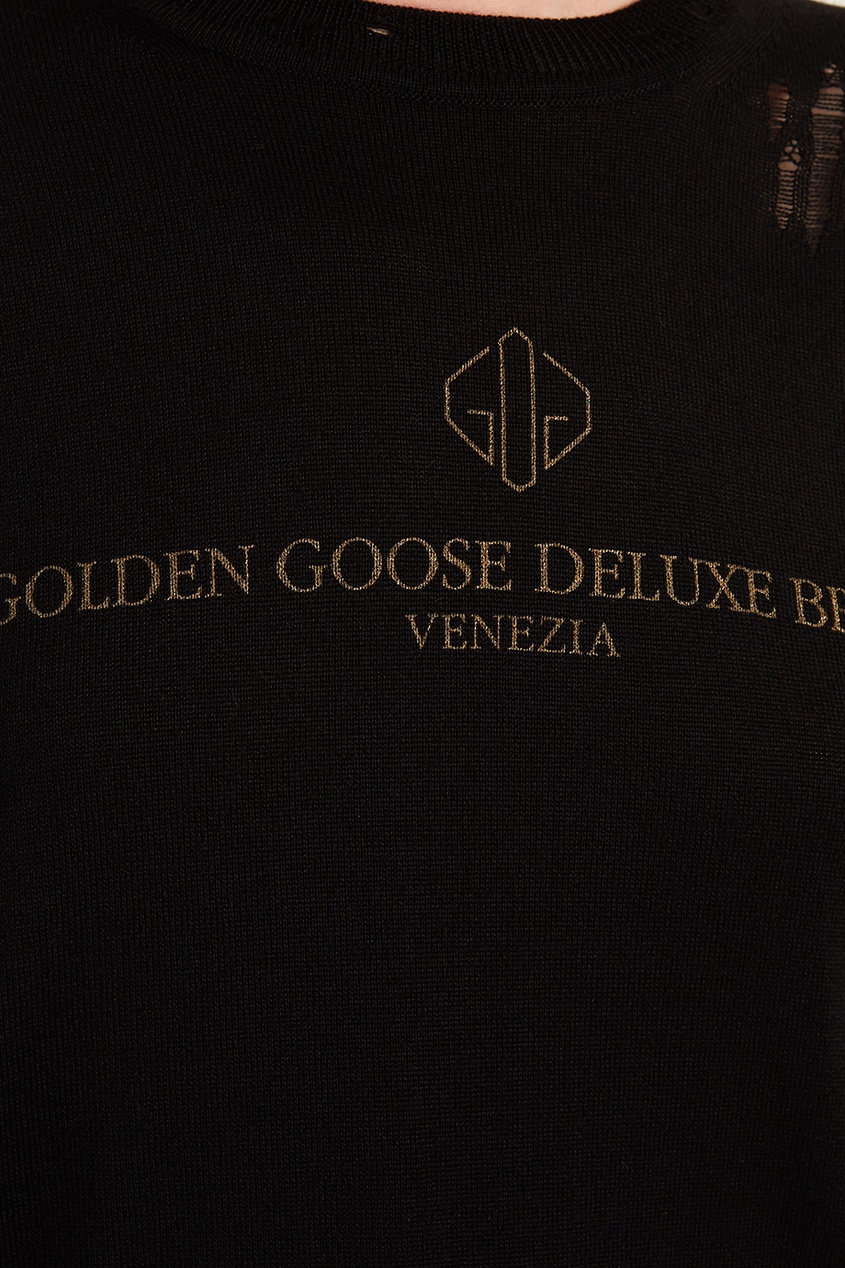 фото Черный джемпер из шерсти golden goose deluxe brand