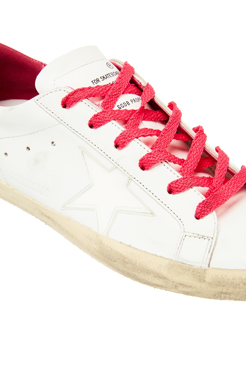 фото Белые кроссовки с розовой шнуровкой golden goose deluxe brand
