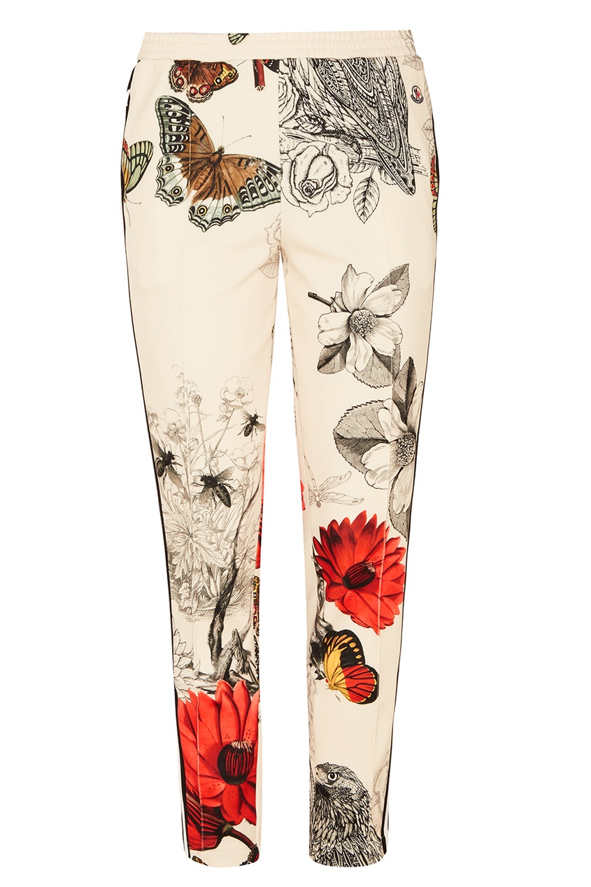 фото Бежевые брюки с цветочным принтом moncler