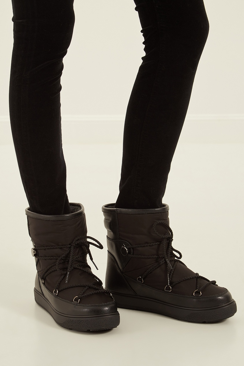 фото Комбинированные черные ботинки moncler