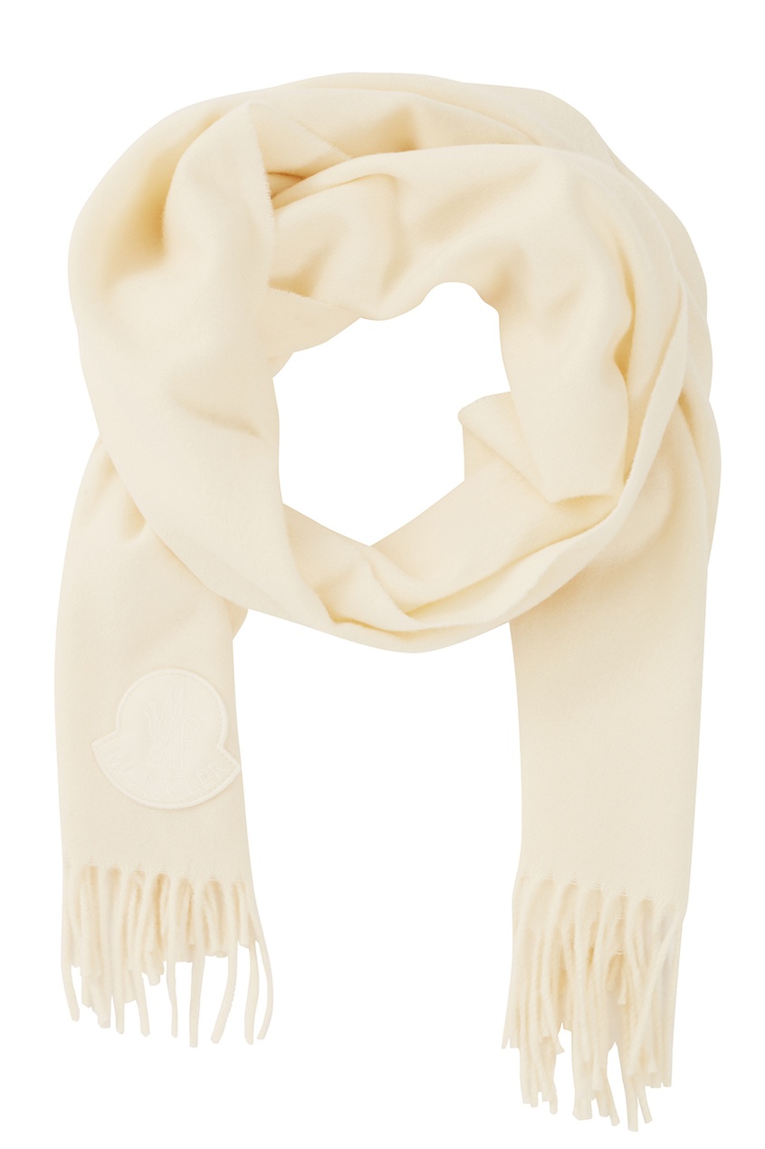 фото Белый шерстяной шарф moncler
