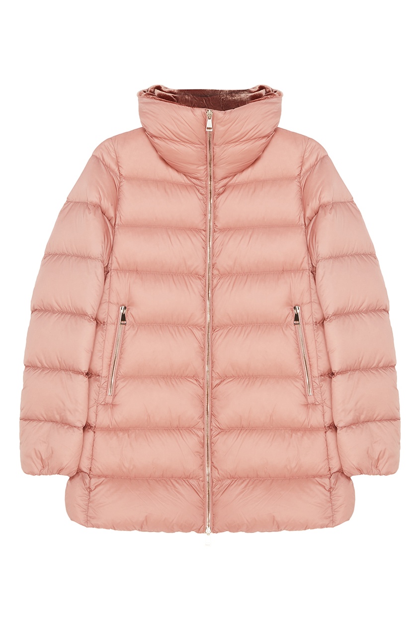 фото Розовая куртка с отделкой из велюра moncler