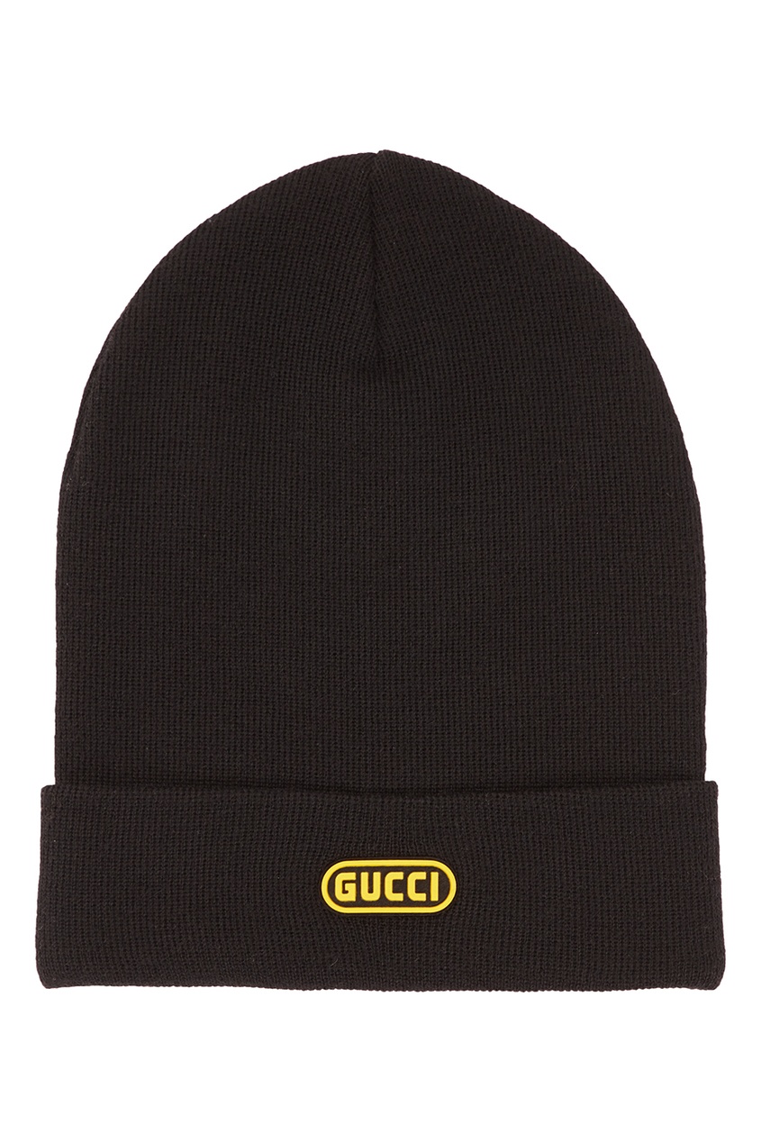 фото Черная шапка с вышивкой Gucci