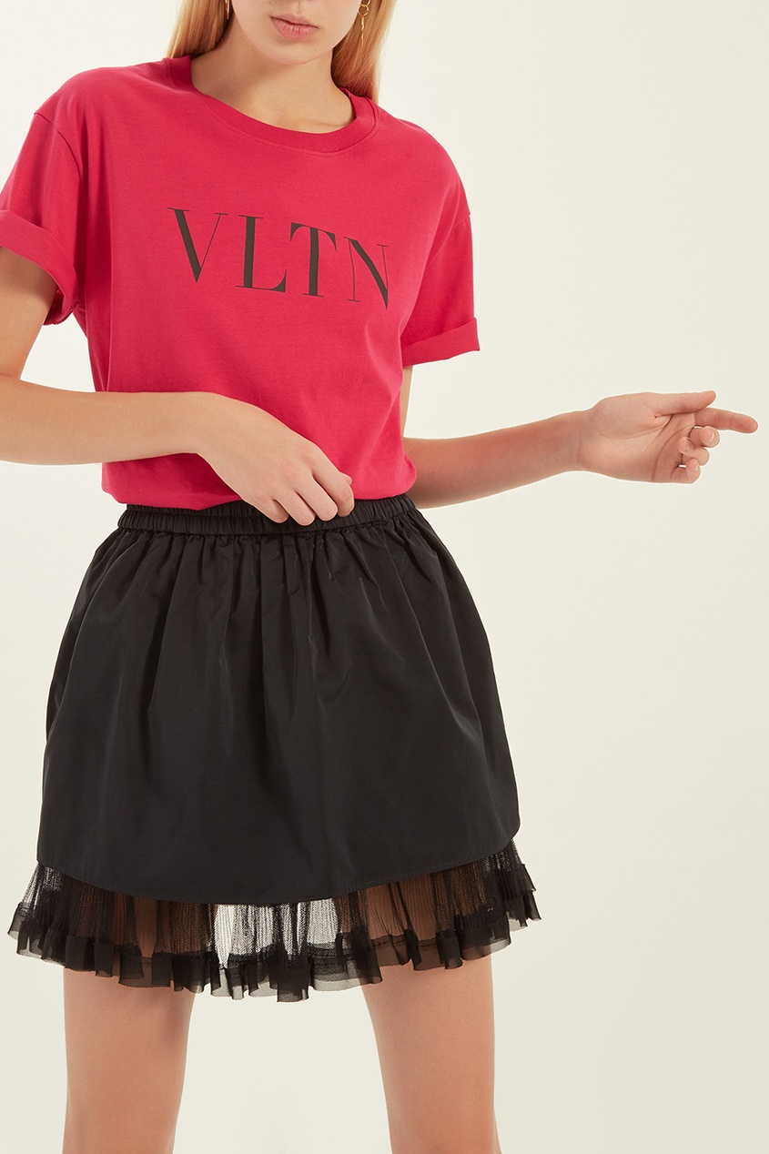 фото Черная мини-юбка с шелком red valentino