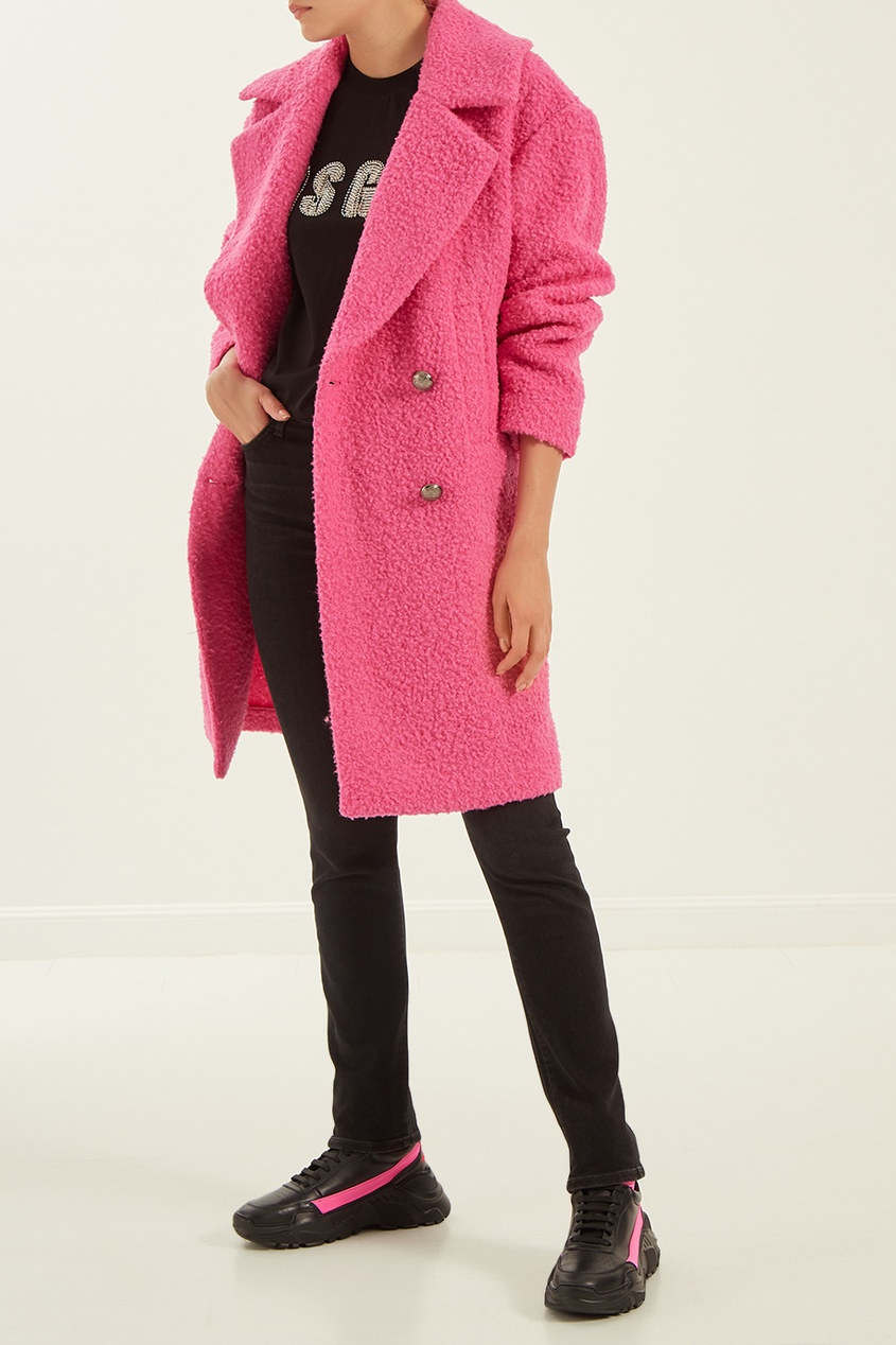 фото Розовое двубортное пальто msgm
