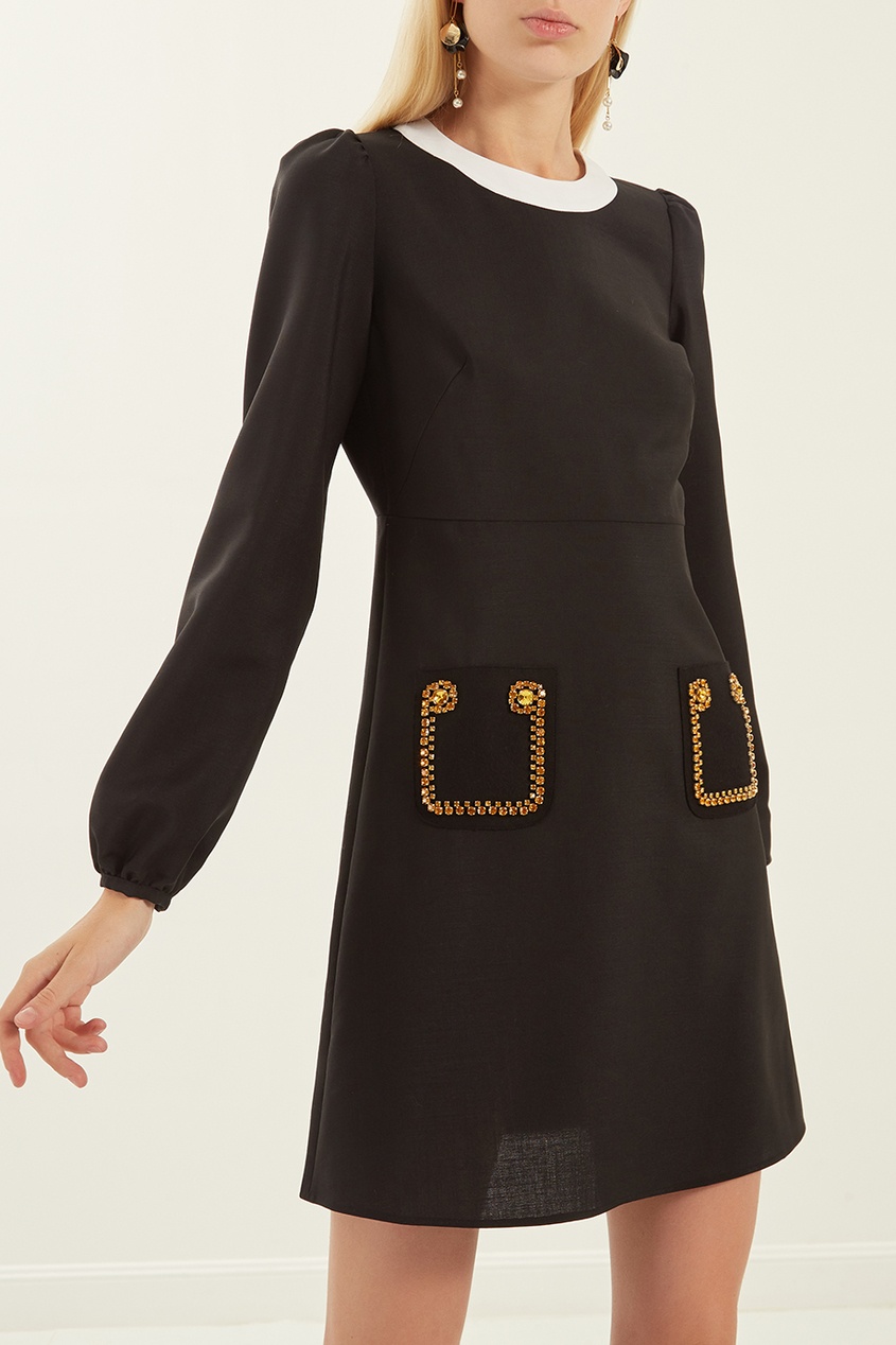 фото Черное платье с контрастной отделкой no.21
