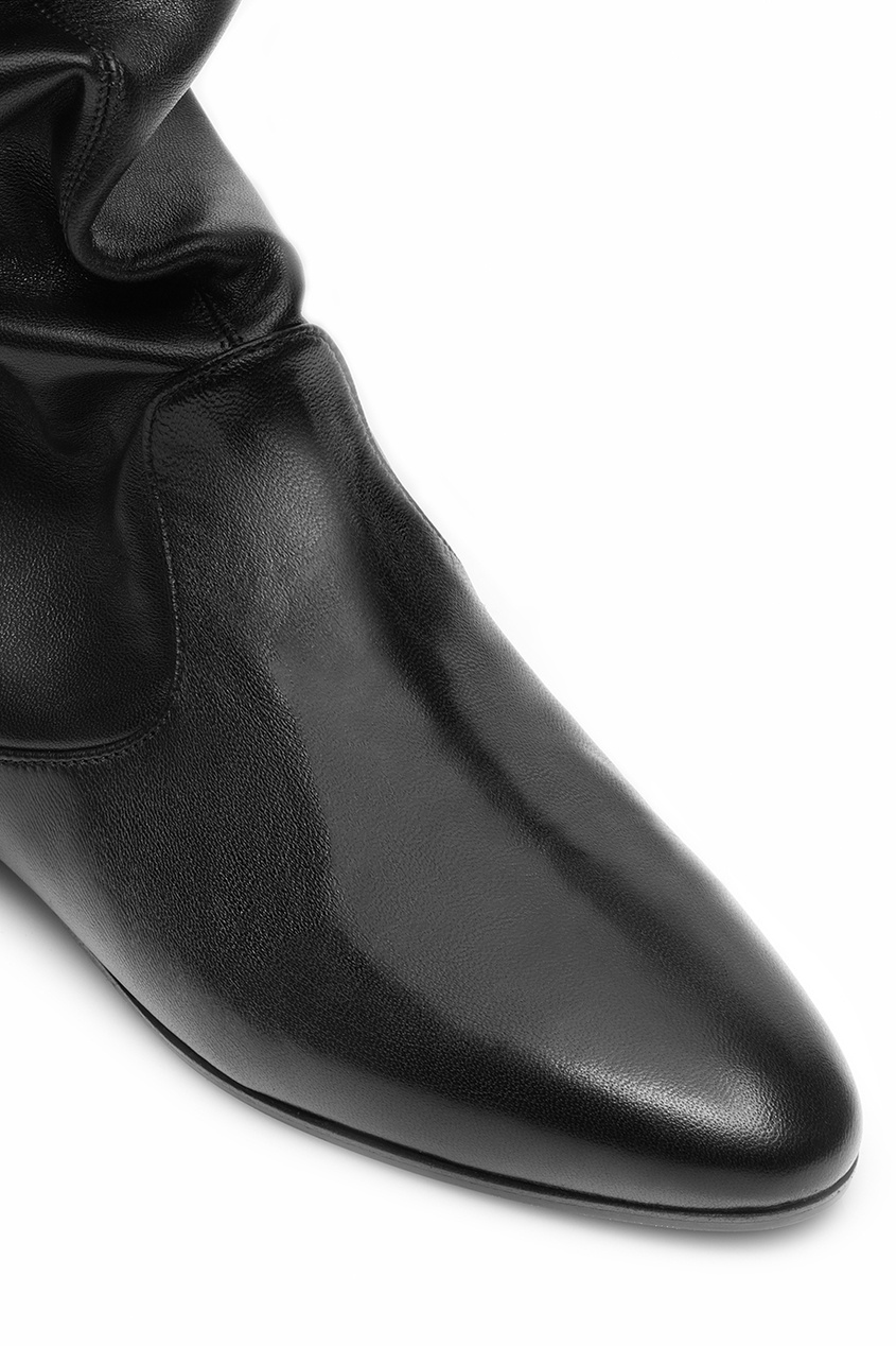 фото Черные кожаные полусапоги touche’ bootie flat aquazzura