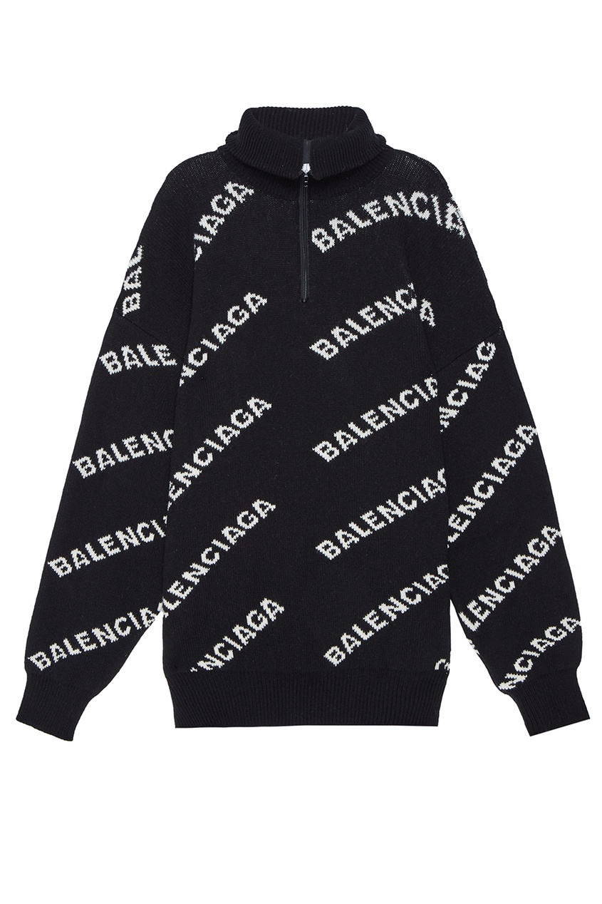 фото Черный свитер с контрастными надписями Balenciaga man