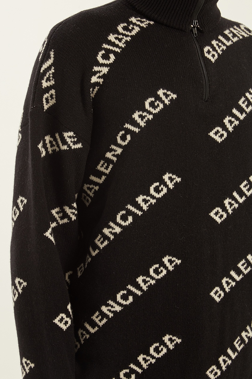 фото Черный свитер с контрастными надписями Balenciaga man