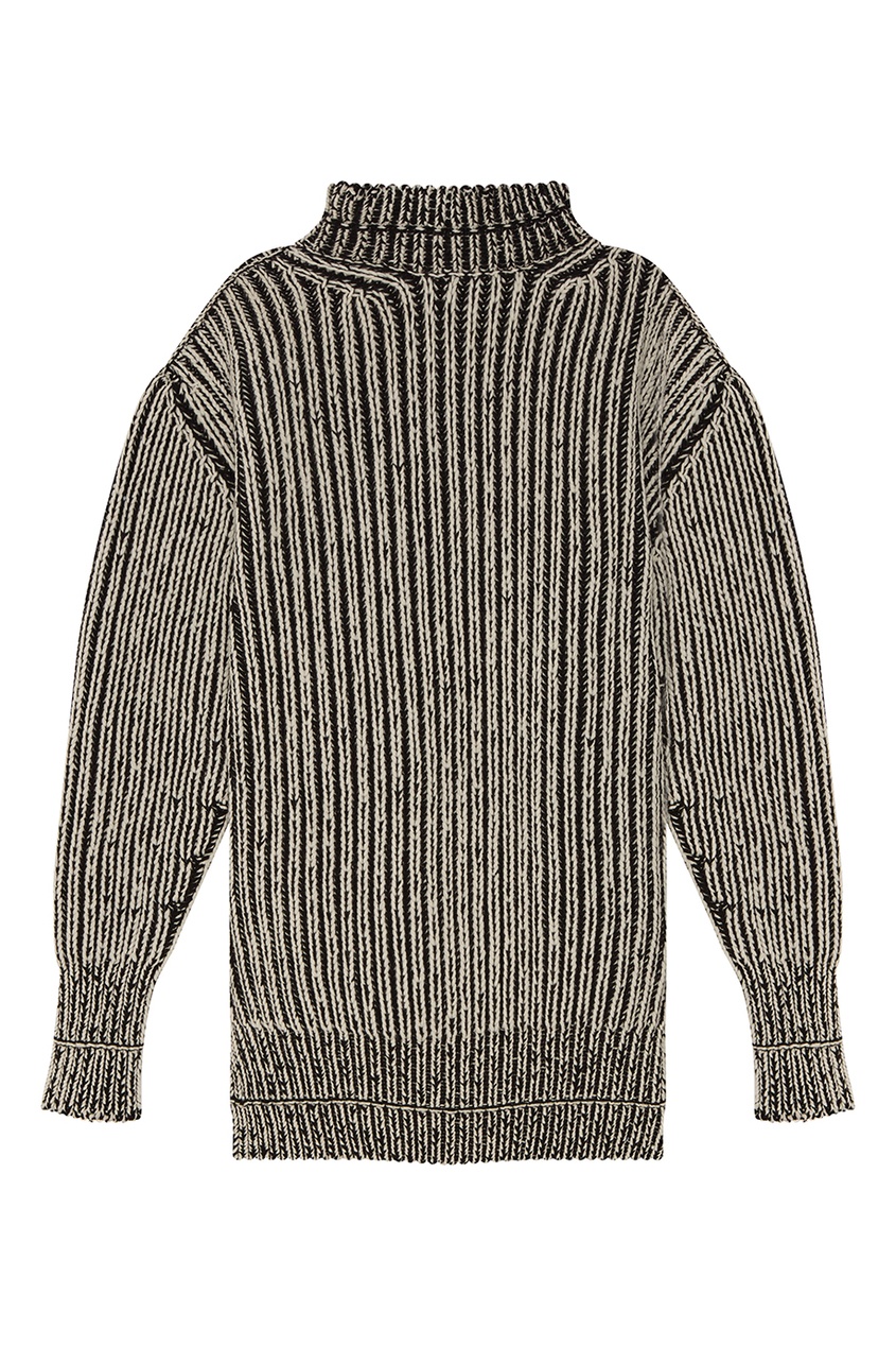 

Шерстяной свитер с контрастной отделкой, Черно-белый
