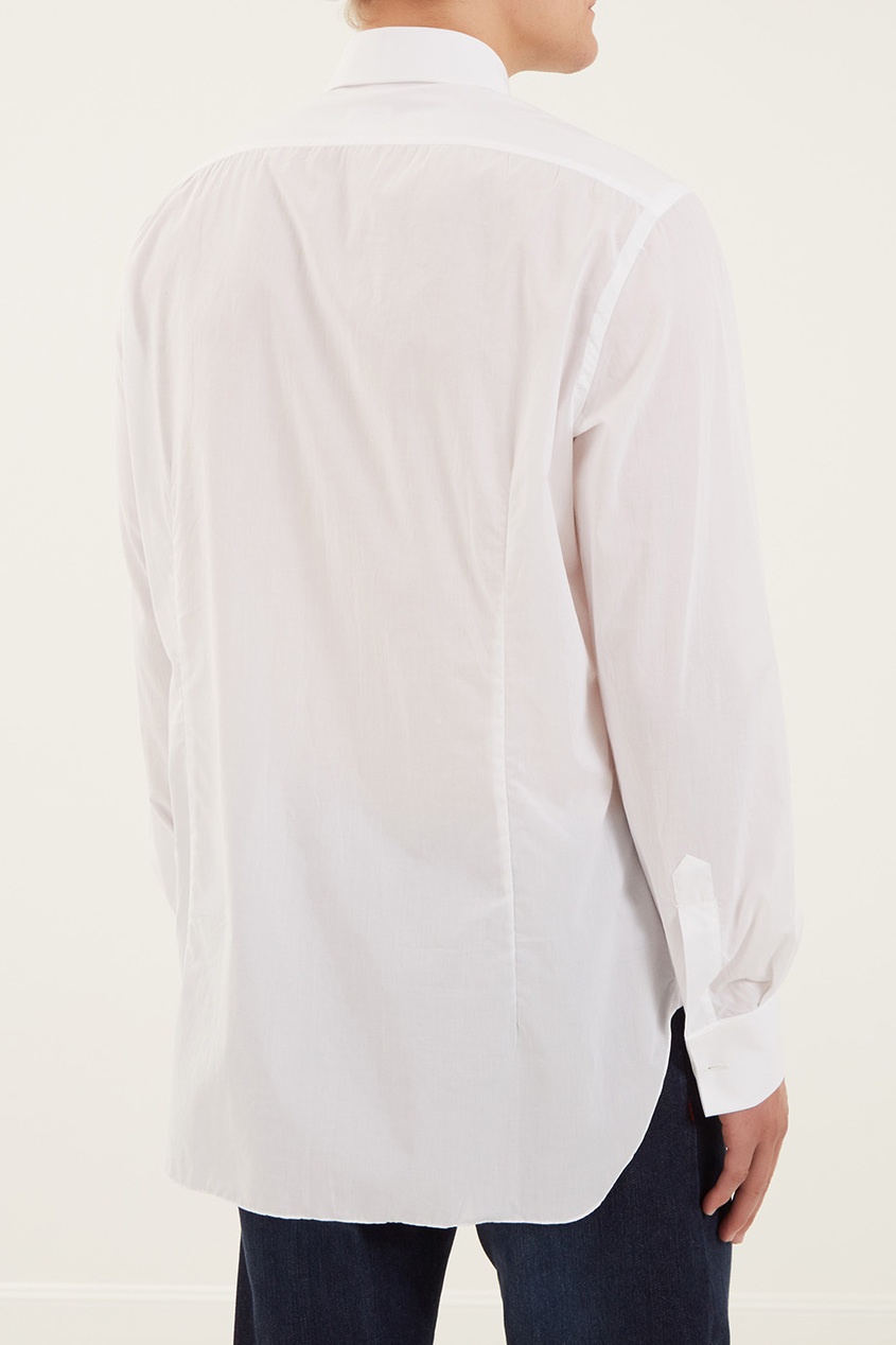 фото Белая хлопковая рубашка kiton