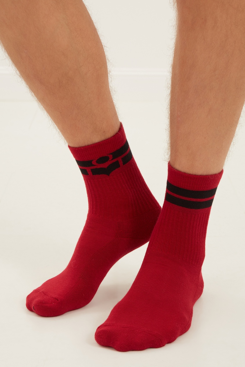 фото Красные хлопковые носки с принтом Vito Isabel marant man