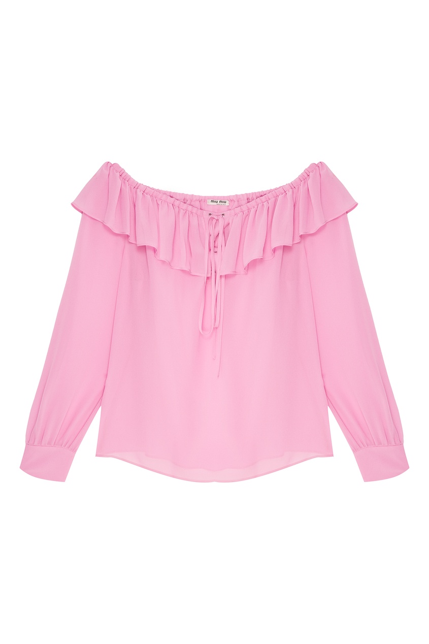 фото Розовая шелковая блузка Miu miu