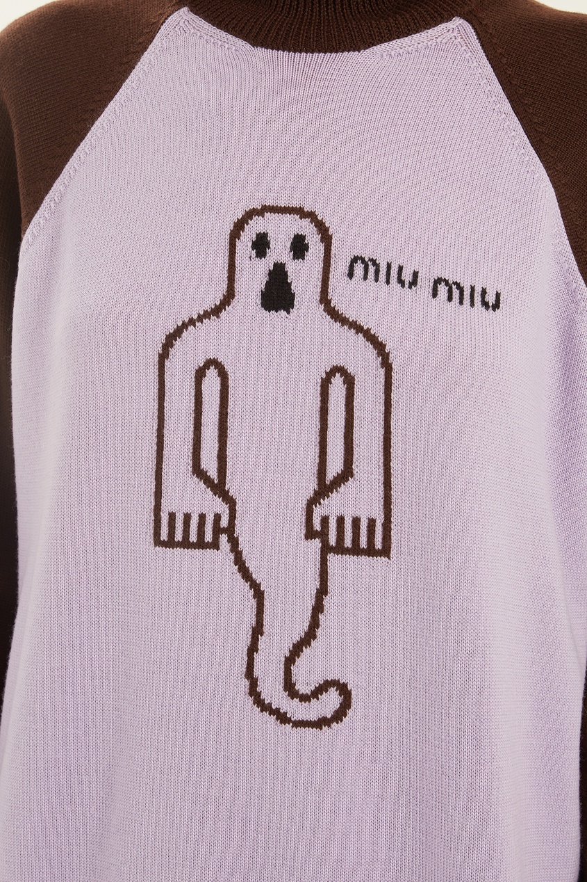 фото Контрастный шерстяной свитер Miu miu
