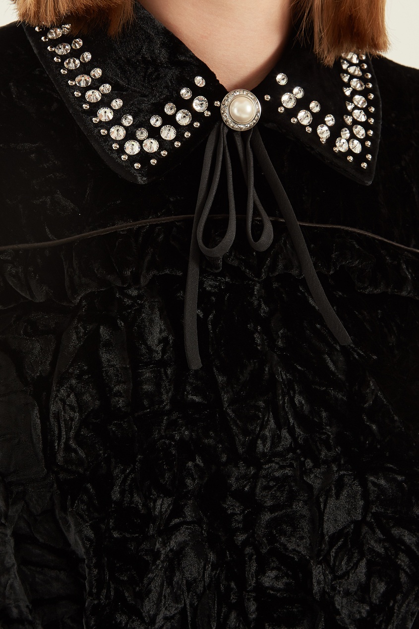 фото Черное платье с отделкой кристаллами miu miu