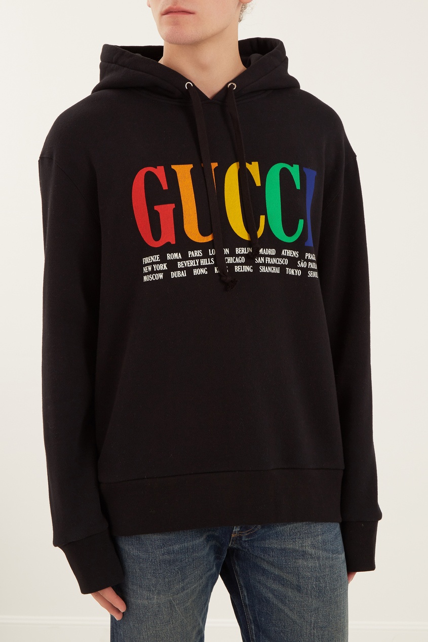 фото Худи с контрастным логотипом Gucci man