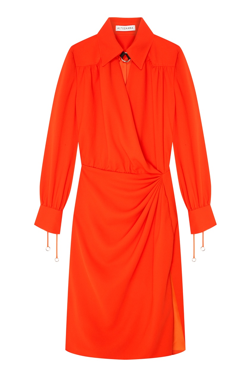 Платье оранжевое длинный рукав
