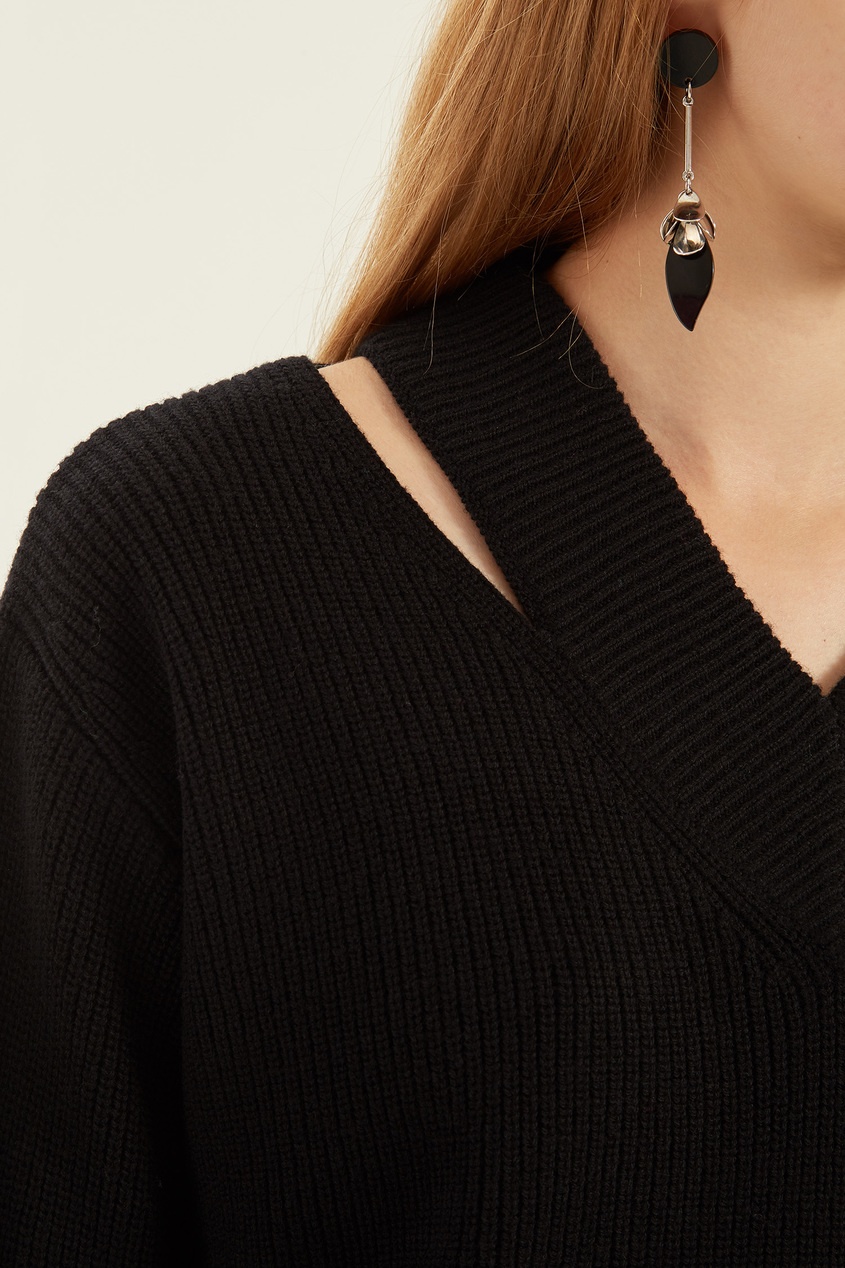 фото Черный пуловер из шерсти mo&co