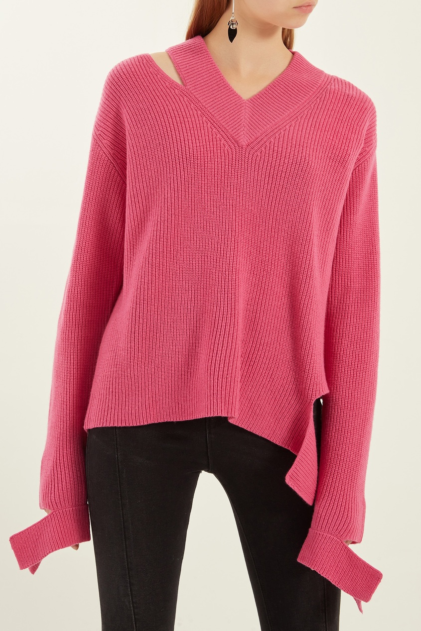 фото Розовый пуловер из шерсти mo&co